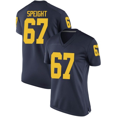 Jess Speight Michigan Wolverines Women's NCAA #67 Navy Game Brand Jordan College Stitched Football Jersey ULC4654FX